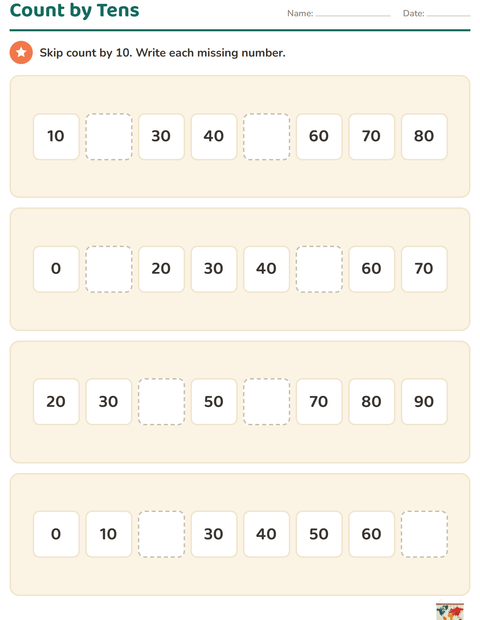 Preview of Number Charts worksheet featuring Classroom for grade 1
