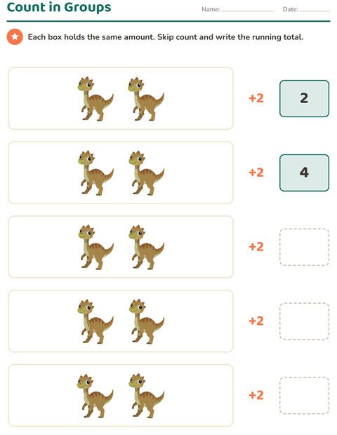 Preview of Number Charts worksheet featuring Dinosaurs for grade 1