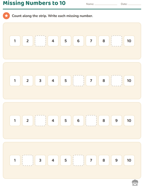 Preview of Number Charts worksheet featuring Food BW for kindergarten
