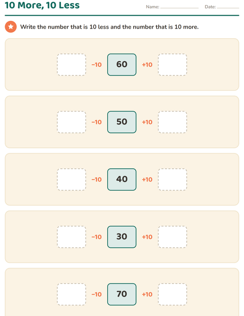 Preview of Number Charts worksheet for grade 1