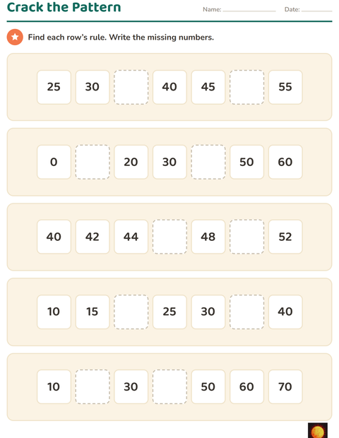 Preview of Number Charts worksheet featuring Space for grade 3