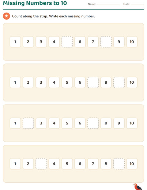 Missing Numbers to 10 — Things That Fly