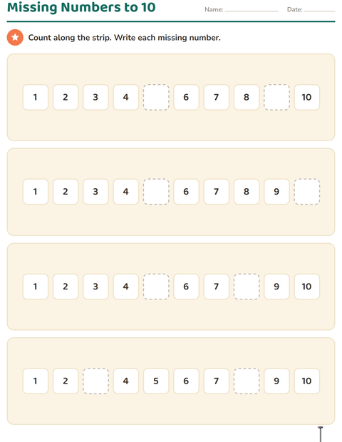 Missing Numbers to 10 — Tools