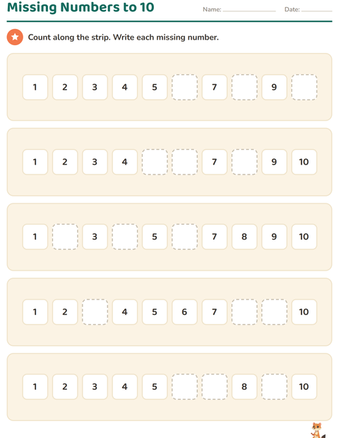 Preview of Number Charts worksheet featuring Forest Creatures for kindergarten