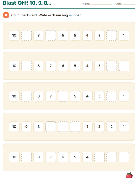 Preview of Number Charts worksheet featuring Fruits for kindergarten