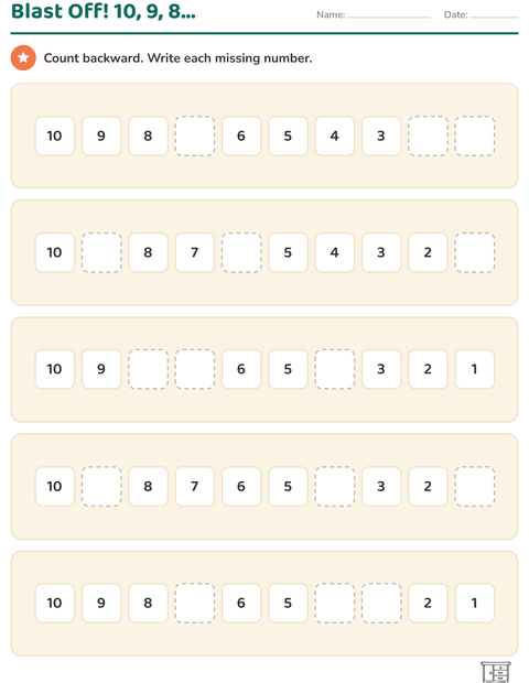 Preview of Number Charts worksheet featuring Furniture BW for kindergarten