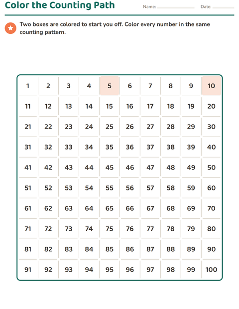 Grade 1 Number Charts