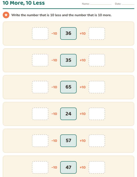 Preview of Number Charts worksheet for grade 1