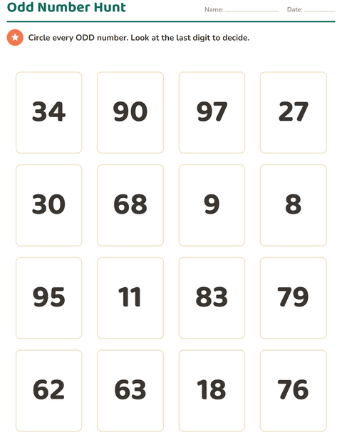 Preview of Number Charts worksheet for grade 2