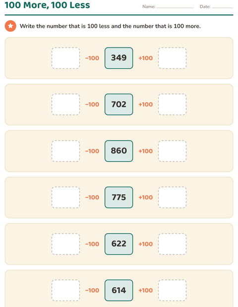 Preview of Number Charts worksheet for grade 2