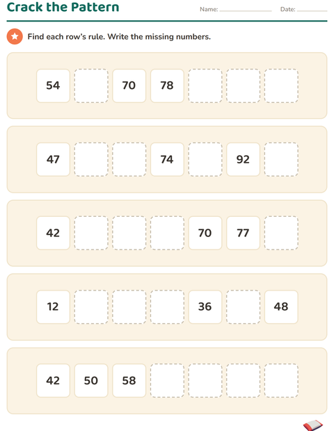 Preview of Number Charts worksheet featuring Around the House for grade 3