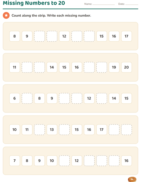 Preview of Number Charts worksheet featuring Bakery for kindergarten