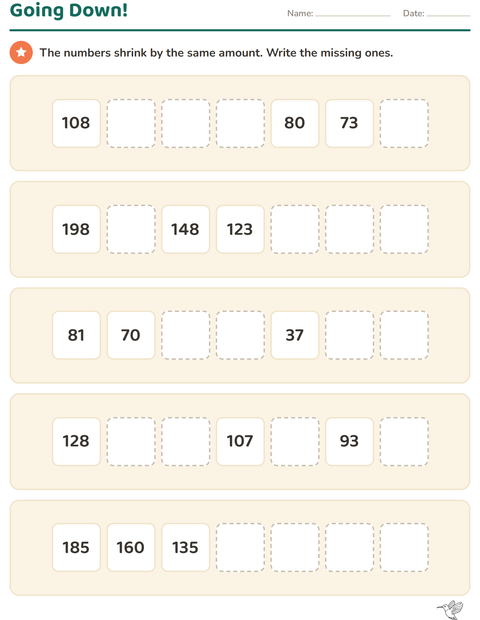 Preview of Number Charts worksheet featuring Birds BW for grade 3