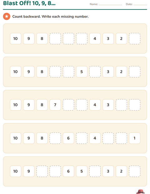 Preview of Number Charts worksheet featuring Camping for kindergarten