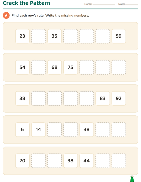 Preview of Number Charts worksheet featuring Clothing for grade 3