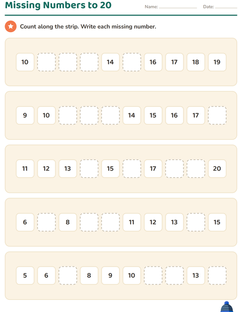 Preview of Number Charts worksheet featuring Clothing for kindergarten