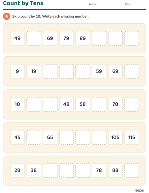 Preview of Number Charts worksheet featuring Dessert (B&W) for grade 1