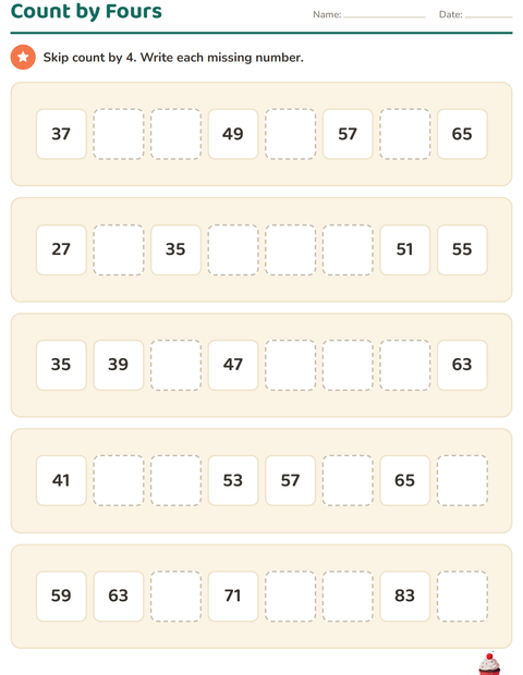 Preview of Number Charts worksheet featuring Desserts and Sweets for grade 2