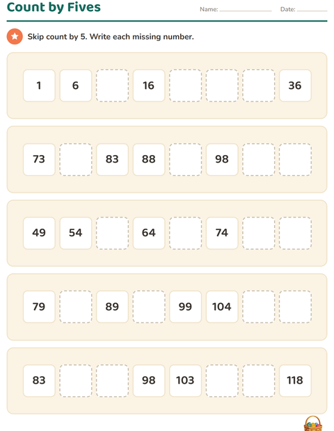 Preview of Number Charts worksheet featuring Easter for grade 1