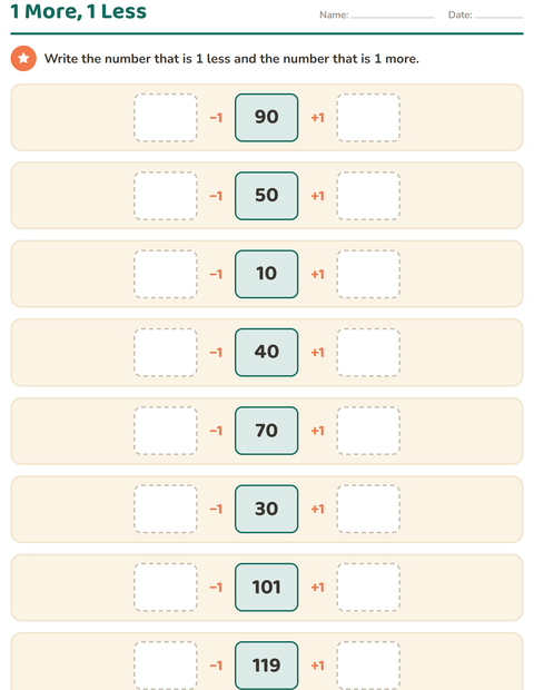 Preview of Number Charts worksheet for grade 1