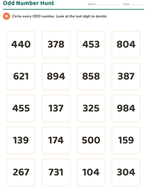 Preview of Number Charts worksheet for grade 2
