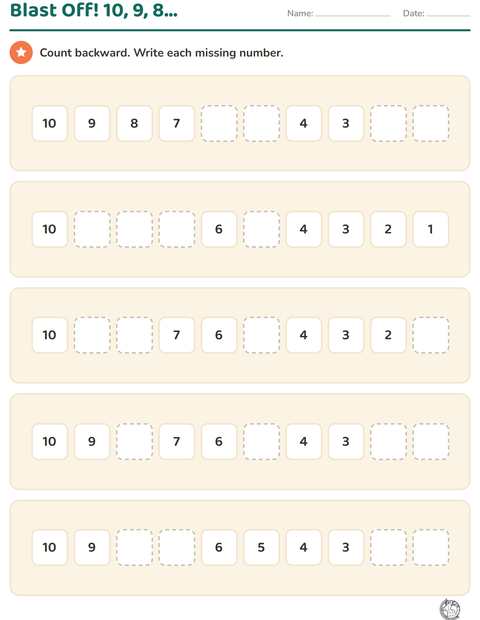 Preview of Number Charts worksheet featuring Household BW for kindergarten