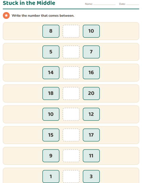 Preview of Number Charts worksheet for kindergarten