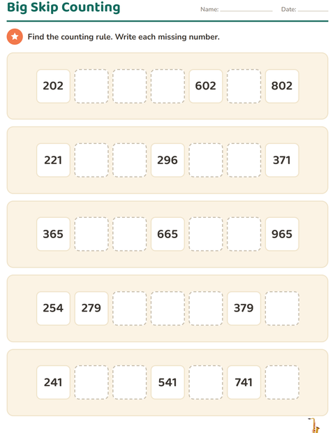 Preview of Number Charts worksheet featuring Music for grade 3