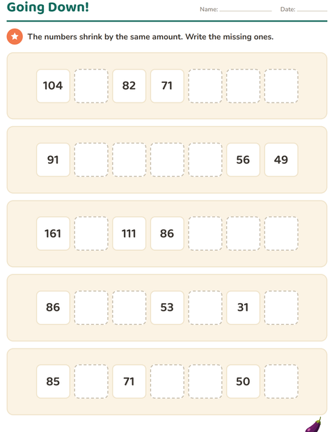 Preview of Number Charts worksheet featuring Vegetables for grade 3