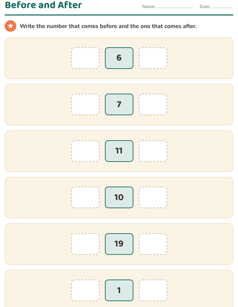 Kindergarten Number Charts