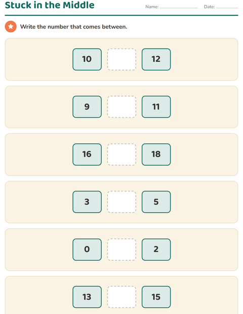 Preview of Number Charts worksheet for kindergarten