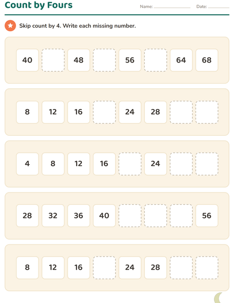 Grade 2 Number Chart Worksheets: Skip Counting and 100 More, 100 Less — 3