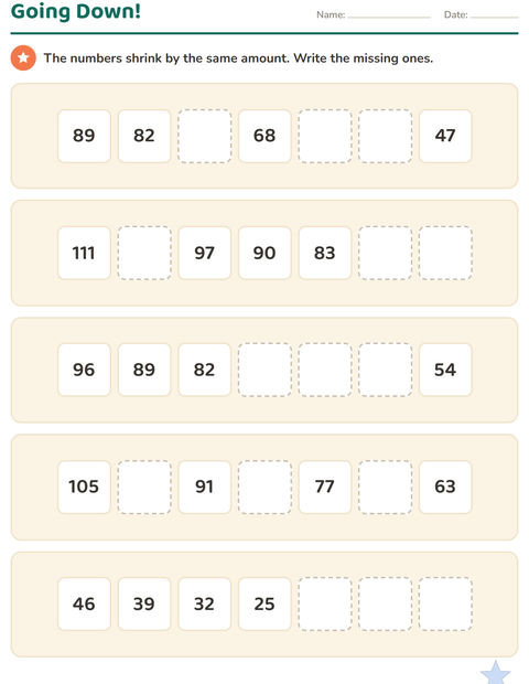 Preview of Number Charts worksheet featuring Shapes for grade 3