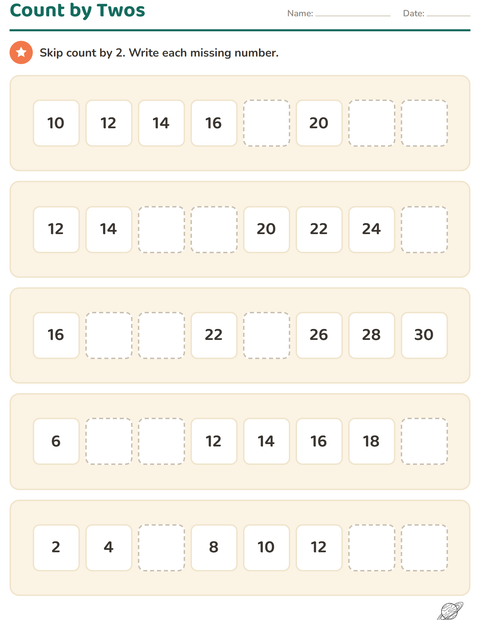 Preview of Number Charts worksheet featuring Space BW for grade 1
