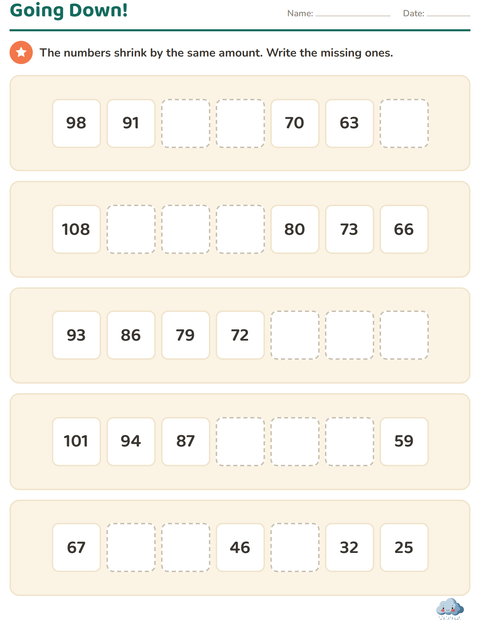 Preview of Number Charts worksheet featuring Spring for grade 3