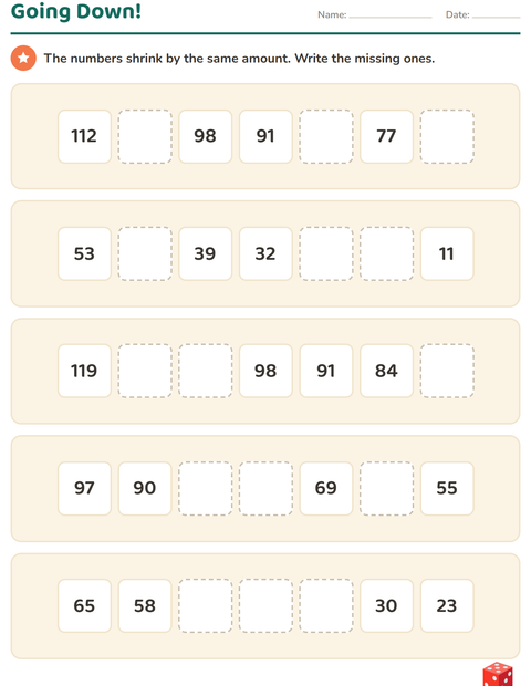 Preview of Number Charts worksheet featuring Toys for grade 3