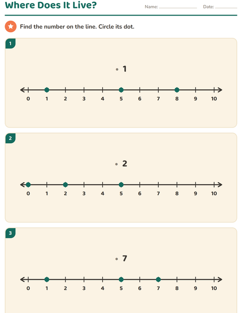 Preview of Number Lines worksheet for grade 1