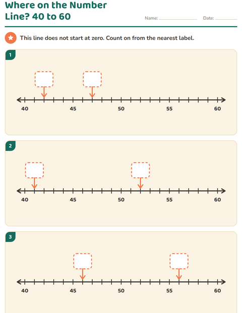 Preview of Number Lines worksheet for grade 2