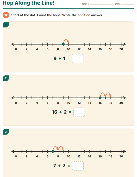 Preview of Number Lines worksheet for grade 1