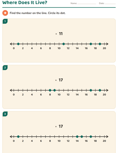 Preview of Number Lines worksheet for grade 1