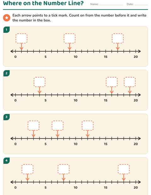 Preview of Number Lines worksheet for grade 1