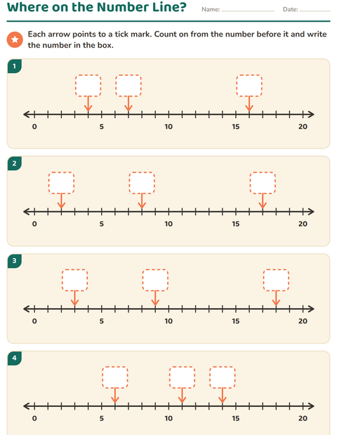 Preview of Number Lines worksheet for grade 1