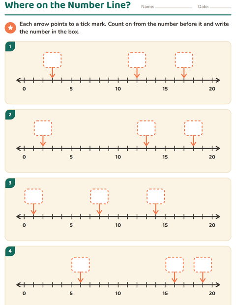Preview of Number Lines worksheet for grade 1