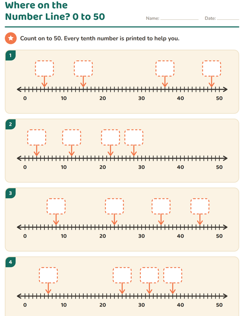 Preview of Number Lines worksheet for grade 1