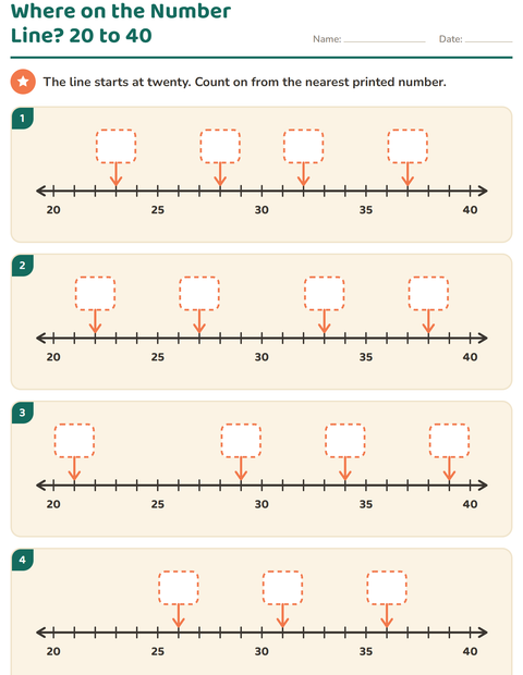 Preview of Number Lines worksheet for grade 1