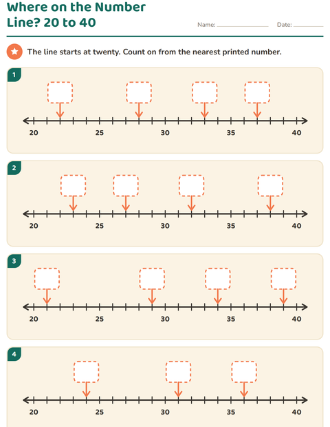 Preview of Number Lines worksheet for grade 1