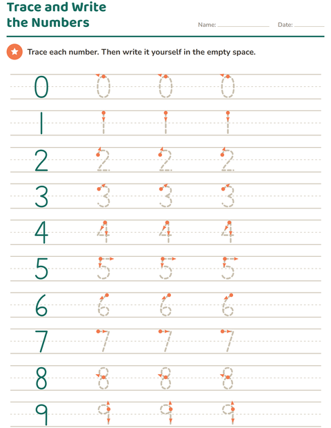 Preview of Number Tracing worksheet for kindergarten