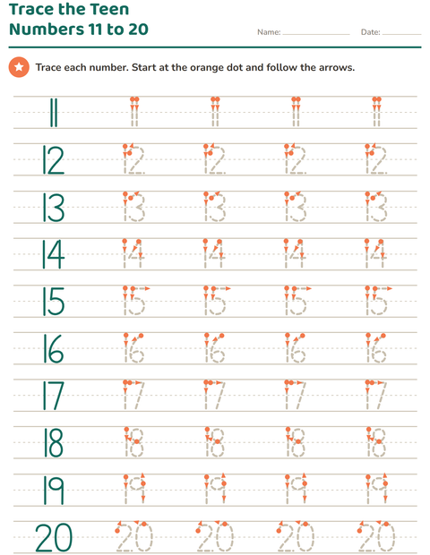 Preview of Number Tracing worksheet for kindergarten