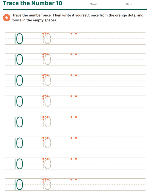 Preview of Number Tracing worksheet for kindergarten