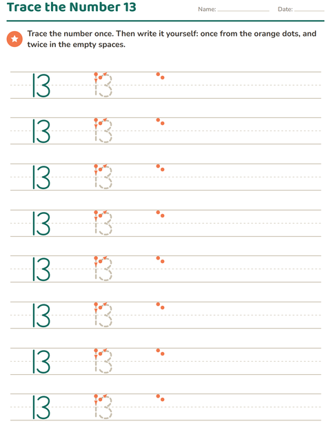 Preview of Number Tracing worksheet for kindergarten